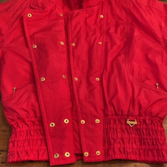 Vintage 90’s Fera Ski Jacket Bright Red Gold Button Detail Sz 16 - Picture 9 of 15